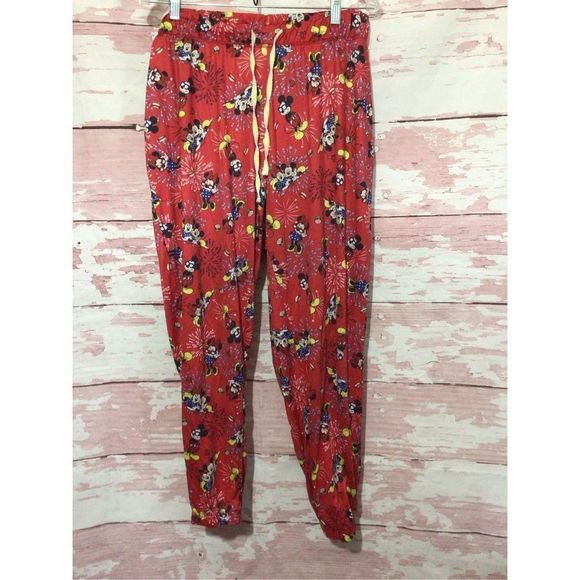 Disney Minnie Mouse Lounge Pants Red Multi Size XL (16/18) Side Pockets! - Picture 10 of 15